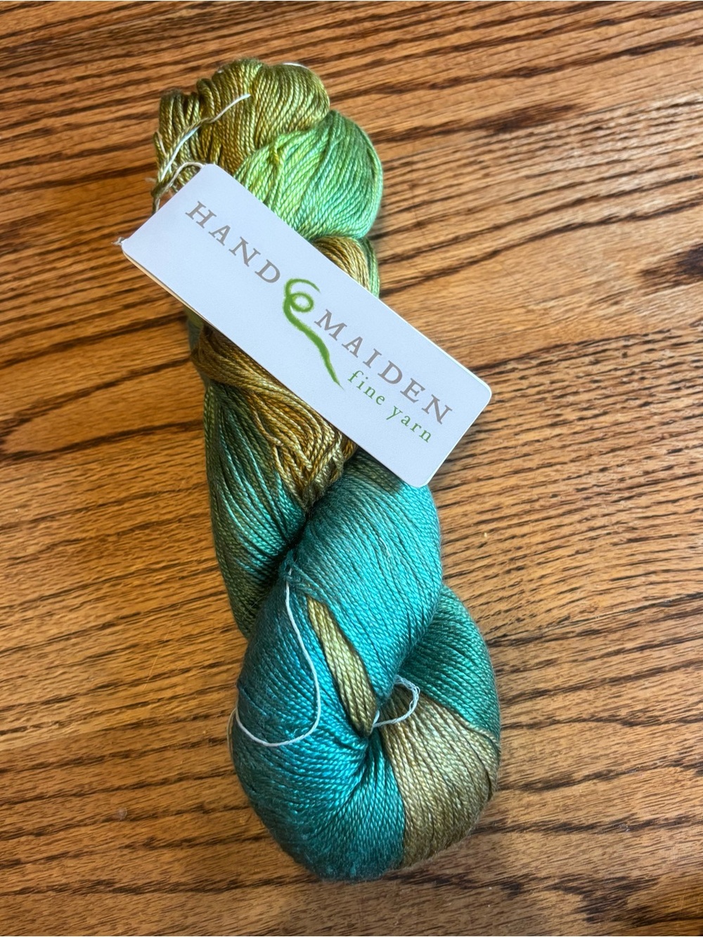 Hand Maiden Yarn Sea Silk 70% Silk 30% Seacell Rainforest Green Fingering Knit